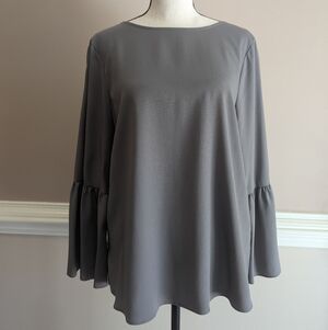 Apt. 9 Charcoal Gray Blouse with Flared Sleeves